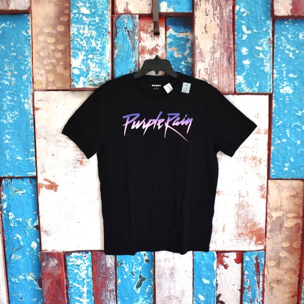 Old Navy Prince Purple Rain Music Black T-shirt Short Sleeve MEDIUM Black NEW